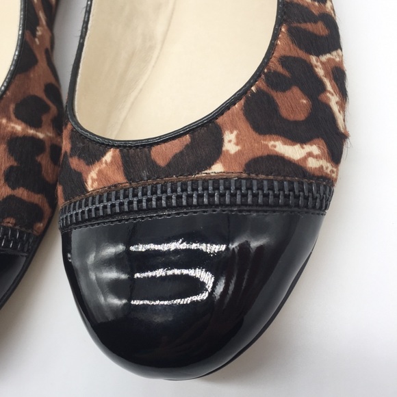 MICHAEL KORS Animal Print Calf Hair Leather Cap Toe Ballet Flats - Picture 4 of 15